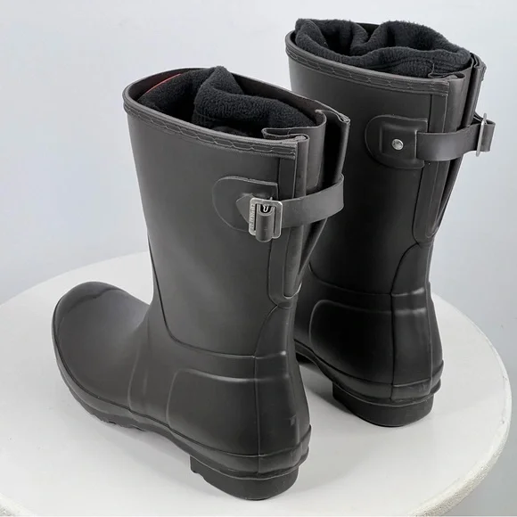 Hunter Original Short Boot Matte Black Waterproof Fisherman Fall Winter Rain 10 - Picture 4 of 15